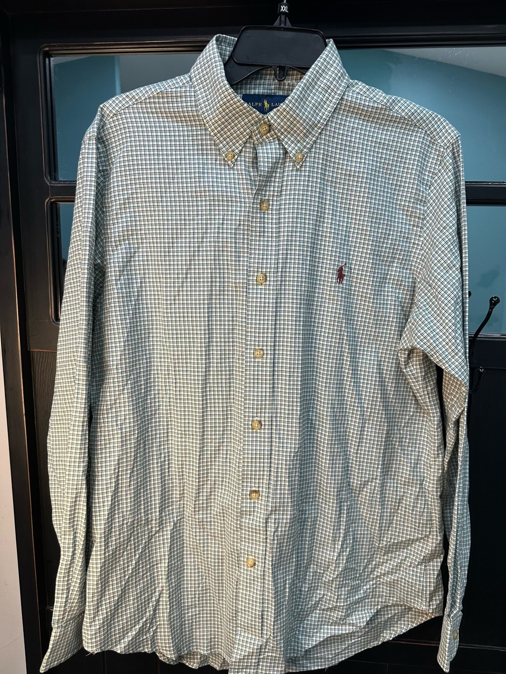 Ralph Lauren Men’s Green and White Gingham Button-Down Shirt